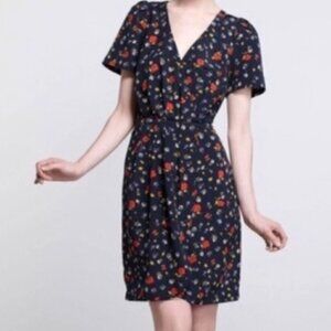 Karen Walker hi There Navy Floral Wing Dress Size 6 Women’s